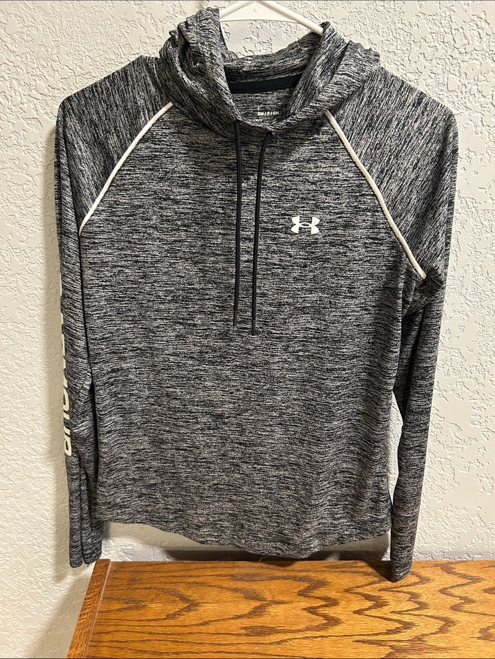 Under Armour Charcoal Gray Hoodie with White Logo S